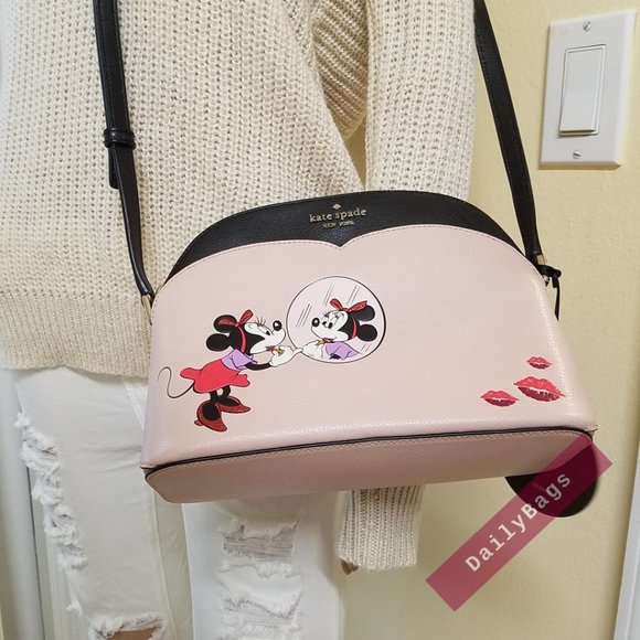 NWT KATE SPADE 100% AUTHENTIC DOME MINNIE MOUSE BLACK WARM VELLUM CROSSBODY - Picture 7 of 13